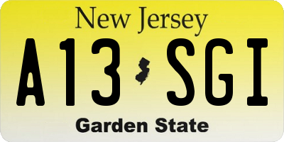 NJ license plate A13SGI