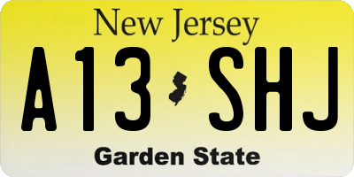 NJ license plate A13SHJ