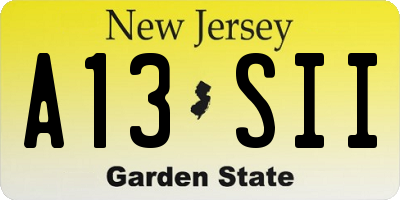 NJ license plate A13SII