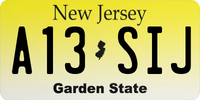 NJ license plate A13SIJ