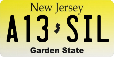 NJ license plate A13SIL