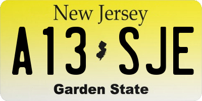 NJ license plate A13SJE