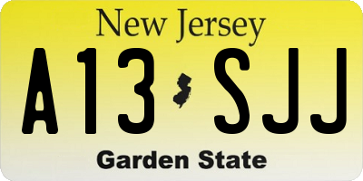 NJ license plate A13SJJ