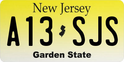 NJ license plate A13SJS