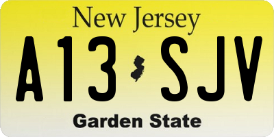 NJ license plate A13SJV