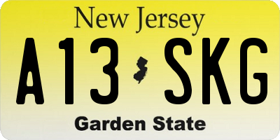 NJ license plate A13SKG
