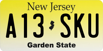 NJ license plate A13SKU