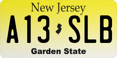 NJ license plate A13SLB