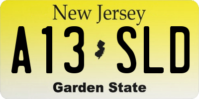 NJ license plate A13SLD