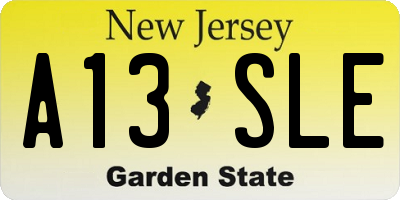 NJ license plate A13SLE