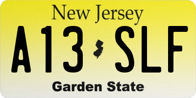 NJ license plate A13SLF