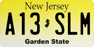 NJ license plate A13SLM
