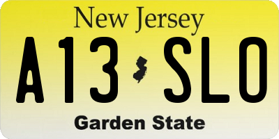 NJ license plate A13SLO