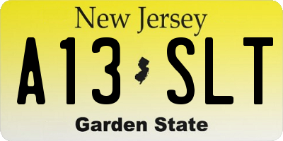 NJ license plate A13SLT