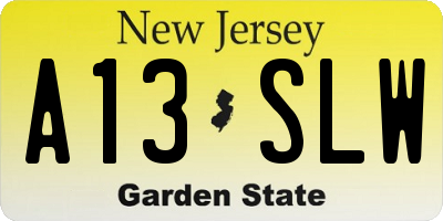 NJ license plate A13SLW