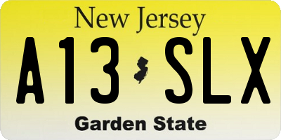 NJ license plate A13SLX