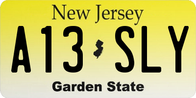 NJ license plate A13SLY