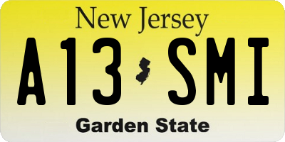 NJ license plate A13SMI