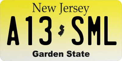 NJ license plate A13SML