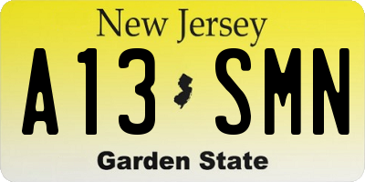 NJ license plate A13SMN