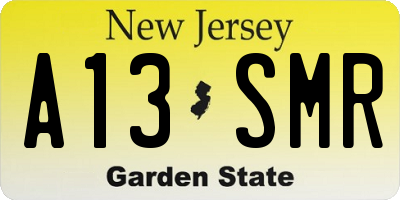 NJ license plate A13SMR