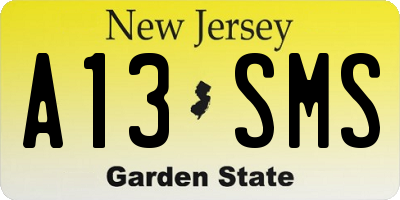 NJ license plate A13SMS