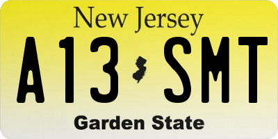 NJ license plate A13SMT