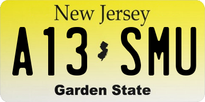 NJ license plate A13SMU
