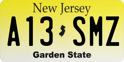 NJ license plate A13SMZ