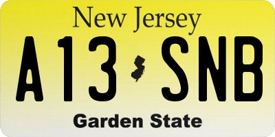 NJ license plate A13SNB