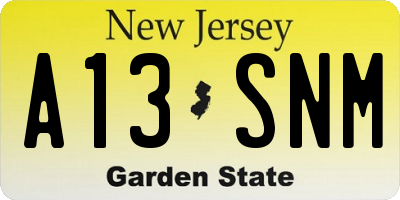 NJ license plate A13SNM