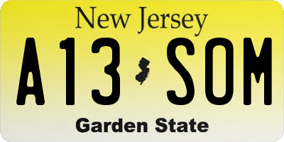 NJ license plate A13SOM