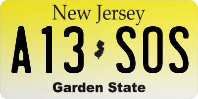 NJ license plate A13SOS