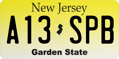NJ license plate A13SPB