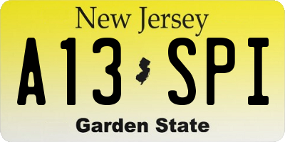 NJ license plate A13SPI