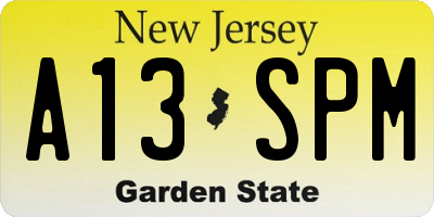 NJ license plate A13SPM