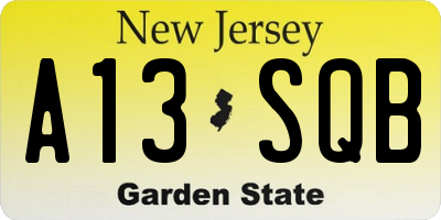 NJ license plate A13SQB