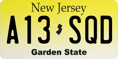NJ license plate A13SQD
