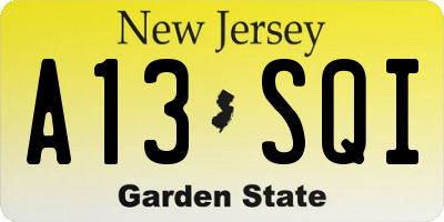 NJ license plate A13SQI