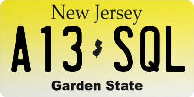 NJ license plate A13SQL
