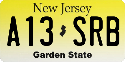 NJ license plate A13SRB