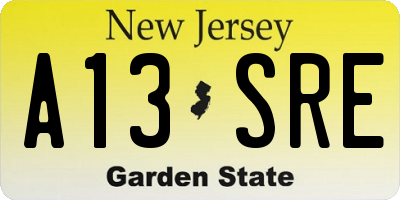 NJ license plate A13SRE
