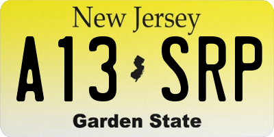NJ license plate A13SRP