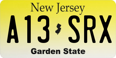 NJ license plate A13SRX