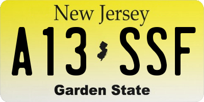 NJ license plate A13SSF