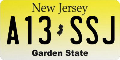 NJ license plate A13SSJ