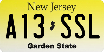 NJ license plate A13SSL