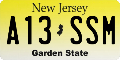 NJ license plate A13SSM