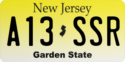 NJ license plate A13SSR