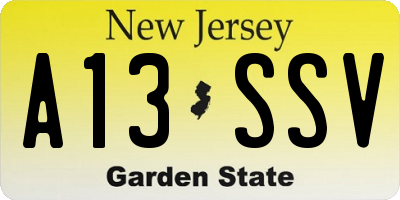 NJ license plate A13SSV